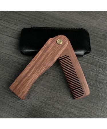 Natural Wooden Beard Comb for Men - Folded Mustache & Beard Brush | Antistatic Pocket Beard Care Tool - Buy Online on SooperMarket.com