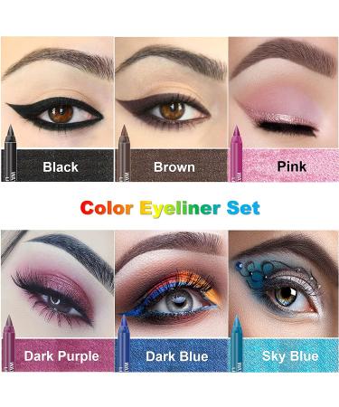 Glitter Eyeliner Pen Set - 12 Colored Waterproof Eye Liners for Women - Long-Lasting Professional Makeup - Colorful Set 02 - Buy Online on SooperMarket.com