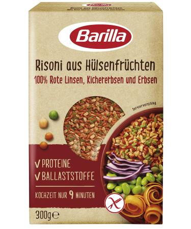 Barilla Risoni made of red lentils and chickpeas rich in protein gluten -free 300g red lentils chickpeas and peas 300 g (1 Pack)