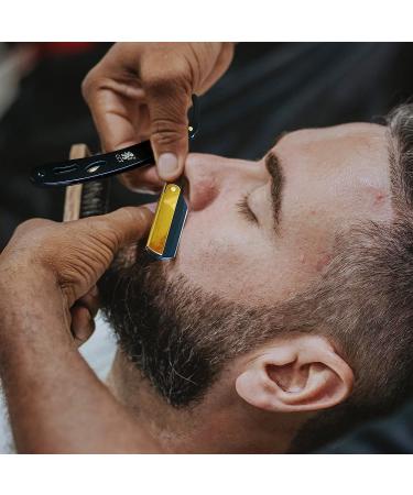 Cambridge Cutthroat Straight Edge Razor Kit - Stainless Steel Black & Gold Barber Razor with 10 Blades, Premium Single Blade Razor for Men with Travel Pouch - Buy Online on SooperMarket.com
