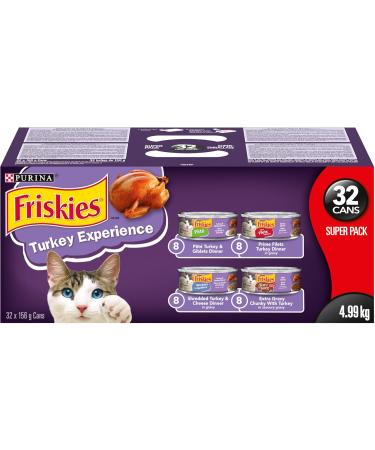 Purina Friskies Turkey Experience Wet Cat Food Super Pack 32 x 156g Cans Brown (44338) & Greatest Hits Wet Cat Food Pate Variety Pack 4 Flavours - 156 g Can (32 Pack) - Buy Online on SooperMarket.com