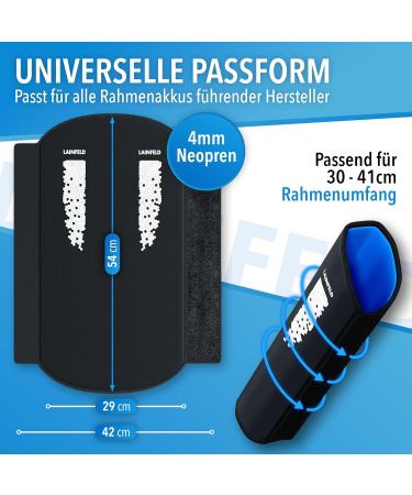 Lainfeld E-Bike Battery Protective Cover | Universal Fit | 30-41 cm Circumference | Neoprene Protection Against Cold & Dirt | Reflectors | Black-Blue E-Bike Accessories - Buy Online on SooperMarket.com