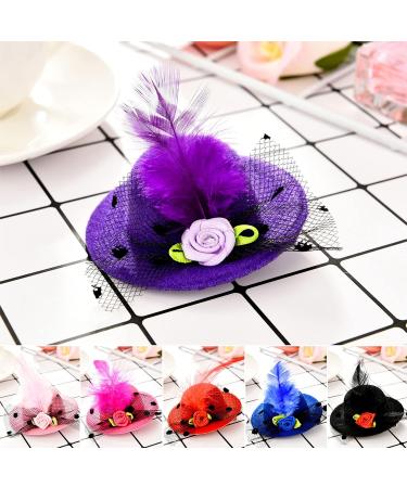 12-Piece Mini Hat Clips for Girls - Tea Party Fascinator Hair Accessories with Ribbon Flowers and Faux Feather Mesh Bow Barrettes - Toddler Costume Accessory - Buy Online on SooperMarket.com