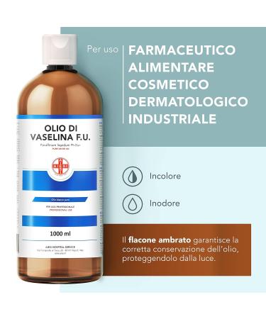 Aiesi 100% Pure Vaseline Oil - 1L Bottle for Pharmaceutical Food Cosmetic & Industrial Use - Made in Italy - Buy Online on SooperMarket.com