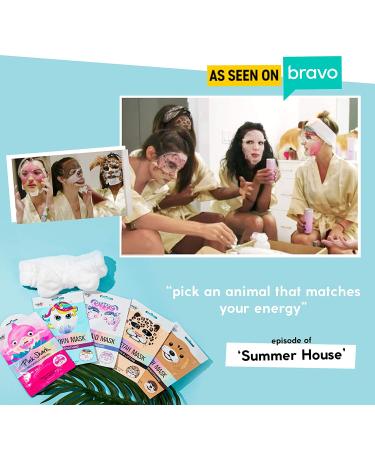 Epielle Character Sheet Masks - Dalmatian, Zebra, Cat, Shark, Narwhal, Mermaid | Pack of 12 Animal Spa Masks for All Skin Types | Korean Beauty Mask for Kids' Birthday Party, Spa Day, Girls Night - Buy Online on SooperMarket.com