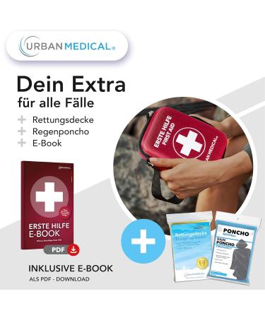 Urban Medical Outdoor First Aid Set - Fully Equipped Kit with Malta Emergency Brochure Rescue Blanket & Rain Poncho | Ideal for Car & Bike | DIN13167 - Buy Online on SooperMarket.com