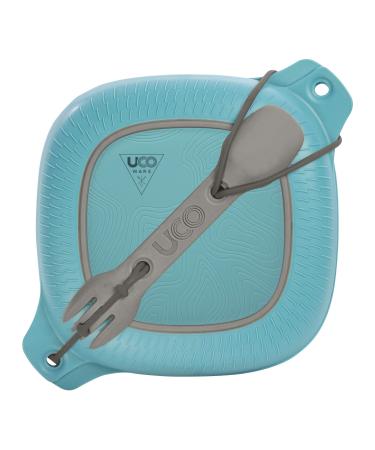 UCO 4-Piece Camping Mess Kit with Bowl, Plate and 3-in-1 Spork Utensil Set Blue