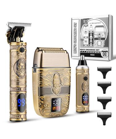 Karrte Professional Hair Trimmer/Beard Face Shaver/Nose Trimmer Kit for Men Hair Clipper Electric Razor/Beard Trimmer with 2 Foil Head Men s Grooming Set Barber Supplies Gifts for Men 933-bronze