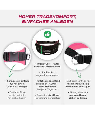 LASALINE Canicross Belly Belt - Comfortable Dog Leash Trekking Belt in Black & Neon Pink | Ideal for Outdoor Adventures - Buy Online on SooperMarket.com