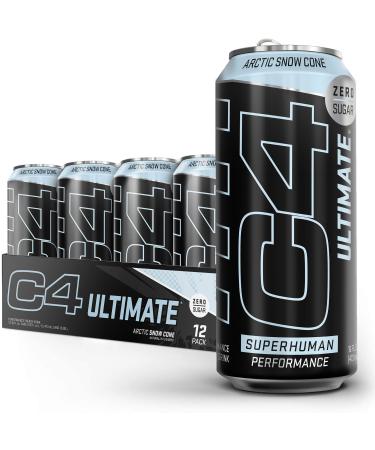 C4 Ultimate Sugar Free Energy Drink 16oz (Pack of 12) | Arctic Snow Cone | Pre Workout Performance Drink with No Artificial Colors or Dyes Arctic Snow Cone 16 Fl Oz (Pack of 12)