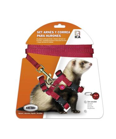 ICA DA970 Set with harness and leash for ferrets red