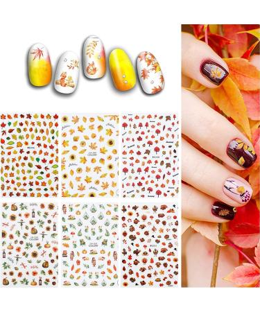 Whaline Autumn & Halloween Nail Art Stickers - 12 Sheets, Fall Leaves, Pumpkin, Bat, Ghost Patterns, Self-Adhesive Nail Decoration for Women, Girls - Perfect for Autumn Halloween Party Favors and DIY Nails - Buy Online on SooperMarket.com