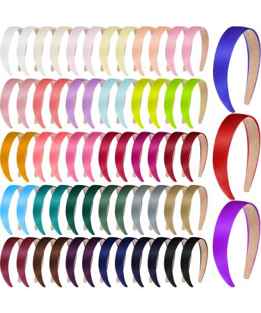 Yunsailing 99 Pieces Satin Headbands Bulk Headband Making for Girls Colorful Satin Hard Headband 1 Inch Wide Non Slip Headband DIY Craft Headbands for Women and Girls Small Business  33 Colors