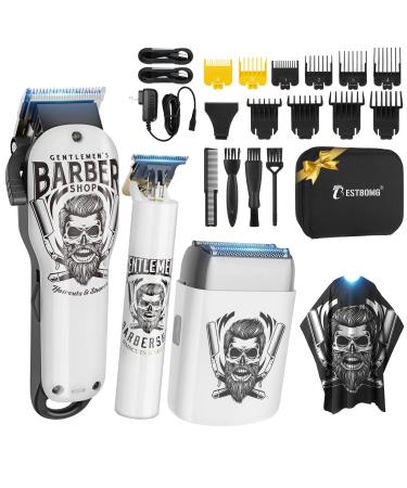 BESTBOMG Hair Clippers for Men Professional Beard Trimmer Kits & Sets Electric Shavers Hair Clippers & Trimmer Ceramic T-Blade for Barber for Gifts