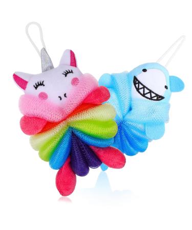 Gatuida 2pcs Soft Body Bath Flower Shower Sponge for Women Bath Ball Bath Wipe Cartoon or Mermaid Body Sponge Scrubber Bath Shower Sponge Bath Ball Scrubber Funny Shower loofah
