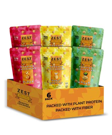 Roasted Chickpeas by Zest Delites Healthy Snacks High Protein Snacks Dried Chickpeas Low Calorie Snacks Savoury Snacks with Flavors of Pizza Honey Mustard Wasabi Chick Peas Pack of 6