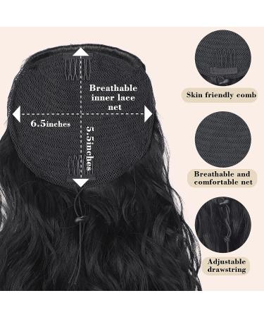 AISI BEAUTY 14 Short Curly Wavy Black Ponytail Extension | Synthetic Drawstring Ponytail for Women | Natural Looking Wavy Ponytail - Buy Online on SooperMarket.com