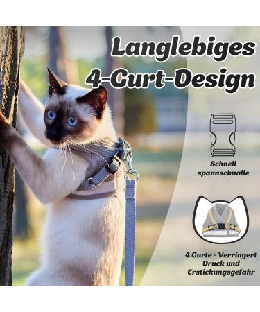 Supet Cat Tableware Dishes & Soft Vest with Leash for Kittens & Puppies - Gray (Size M: 33-38 cm) | International Shipping - Buy Online on SooperMarket.com