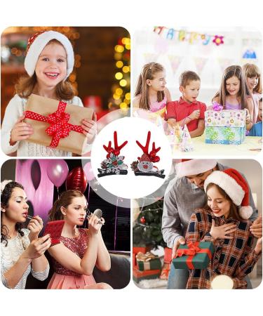 Christmas Antler Hair Clip - Santa Claus Reindeer Ears Barrettes | Portable Reindeer Antlers Ears Barrettes for Family Women Santa Claus red corner - Buy Online on SooperMarket.com