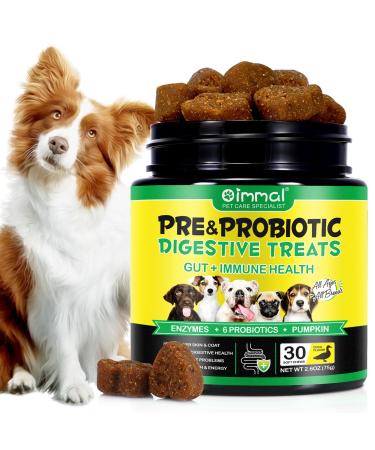 Probiotics for Dogs Dog Digestive Health Gut 30 Probiotic Chews with Digestive Enzymes for Immune Bowel Support Gut Flora Allergy Itch Relief Reduce Diarrhea Gas Bad Breath (30 Chews)