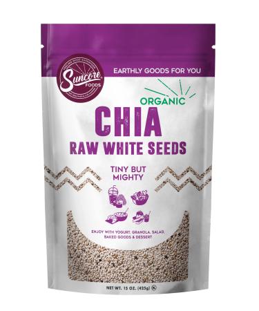 Suncore Foods Organic Raw White Chia Seeds, Gluten-Free, Non-GMO, Kosher, 15oz (1 Pack)