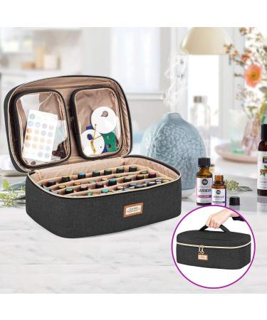 CURMIO Essential Oil Storage Case - 40 Bottle Organizer with 2 Detachable Pouches and Handle, Black (Bag Only) - Buy Online on SooperMarket.com