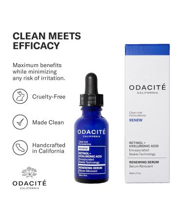 Odacite Renewing Retinol & Hyaluronic Acid Facial Serum - Anti-Aging Fine Lines & Wrinkles Treatment with Squalane & Vitamin E - 1 Fl Oz - Buy Online on SooperMarket.com
