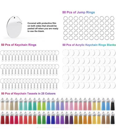 JIARON Acrylic Blank Keychains  200Pcs Acrylic Blank Keychain kits with 50 Pcs Acrylic Keychain Blanks  50 Pcs Keychain Tassels 50 Pcs Key Rings with Chain and 50 Pcs Jump Rings for DIY Keychain - Buy Online on SooperMarket.com