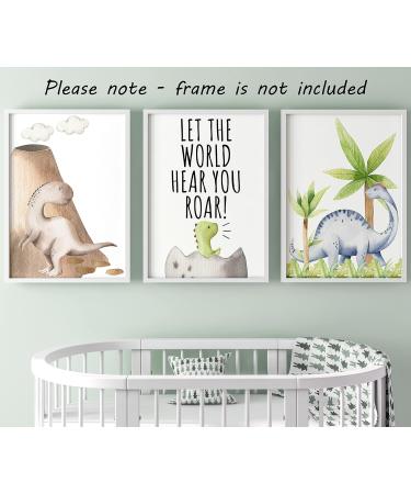 Dinosaur Set of 3 Unframed Poster Prints with Quote for Baby Nursery Decor - Roar A4 - Buy Online on SooperMarket.com