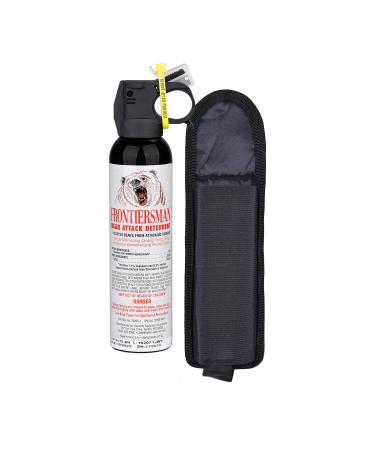 SABRE Frontiersman 9.2 oz. Bear Spray, Maximum Strength 2.0% Major Capsaicinoids, Powerful 35 ft. Range Bear Deterrent, Outdoor Camping & Hiking Protection, Quick Draw Holster & Multipack Options