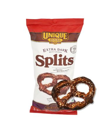 Unique Snacks Extra Dark Splits Pretzels, Delicious Vegan, Homestyle Baked, Certified OU Kosher and Non-GMO, No Artificial Flavor, 11 Oz Bags (Pack of 12) 11 Ounce (Pack of 12) Extra Dark