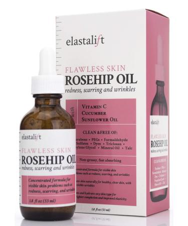 Elastalift Rosehip Oil for face with Vitamin C and Cucumber. Pure Rosehip face oil helps with Wrinkles Scarring and Redness for a brighter skin complexion. 1.8 Fl Oz 1.8 Fl Oz (Pack of 1) Rosehip Face Oil