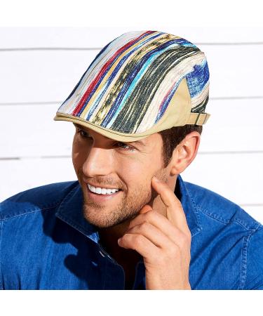 PORSYOND Men Flat Cap Newsboy Hat Beret Cabbie Ivy Patchwork Adjustable Gatsby F-khaki OS - Buy Online on SooperMarket.com