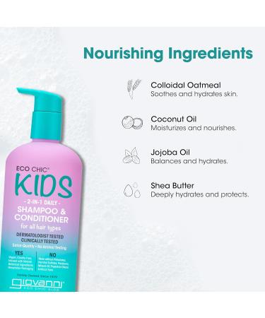 GIOVANNI Eco Chic Kids 2 in 1 Shampoo & Conditioner - Vegan Gentle Formula for All Hair Types - 16.4 Fl Oz - Best Kids Shampoo & Conditioner - Buy Online on SooperMarket.com