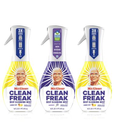 Mr. Clean All Purpose Cleaner, Clean Freak Mist for Bathroom & Kitchen Cleaner, Lavender & Lemon Scent, 3 Count (16 fl oz each) Lemon Scent,Lavender 16 Fl Oz (Pack of 3)