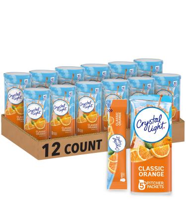 Crystal Light Classic Orange Naturally Flavored Powdered Drink Mix 60 ct Pack 12 Canisters of 5 Pitcher Packets 5 Count (Pack of 12) Sugar-Free Classic Orange