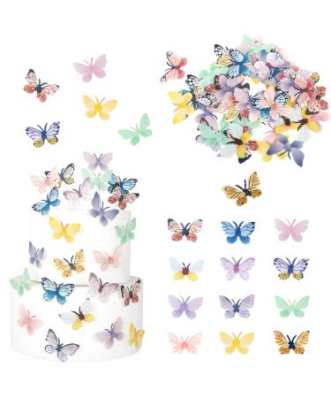 Rsstarxi 72 Pack Edible Butterfly Cupcake Toppers 3D Colorful Butterfly Cupcake Picks Realistic Butterfly Dessert Cake Decorations for Baby Shower Wedding Birthday Party Decorations Design 3
