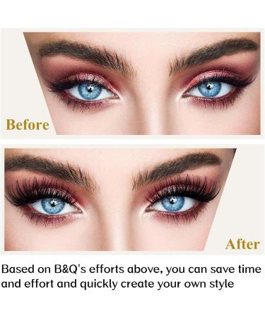 Cluster Lashes B09 D Curl 16mm - 72 Pcs | Natural DIY Eyelash Extensions | Soft Fluffy Individual Clusters | B&Q Lash Clusters - Buy Online on SooperMarket.com