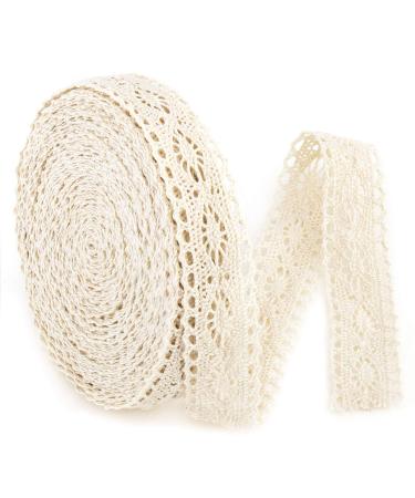 IDONGCAI Cotton Lace Ribbon for Crafts-Sewing Lace Trims-Crochet Lace Ribbon for Sewing 0.9'' Wide 20 Yards Beige 4