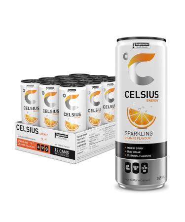 CELSIUS Sparkling Orange Zero Sugar Energy Drink 335ml (Pack of 12)