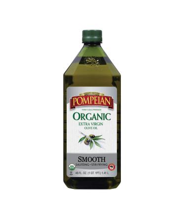 Pompeian USDA Organic Smooth Extra Virgin Olive Oil, First Cold Pressed, Smooth, Delicate Flavor, Perfect for Sautéing & Stir-Frying, 48 FL. OZ. 48 Fl Oz (Pack of 1)