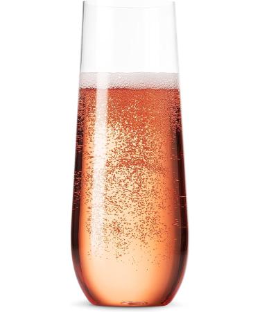 36 Pack Stemless Plastic Champagne Flutes - 9 Oz Clear Toasting Glasses | Shatterproof, Recyclable, BPA-Free - Munfix - Buy Online on SooperMarket.com
