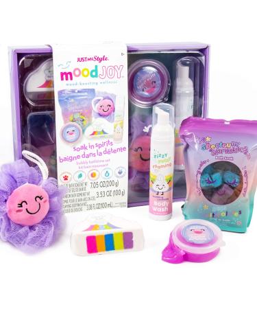 Just My Style MoodJoy Soak in Spirits Bubbly Bath Time Set by Horizon Group USA, Bath Spa Essentials, Lavender Bubble Bath, Rose Bath Soak, Magic Rainbow Bath Bomb, Aromatherapy Bath Kit, Bath Set