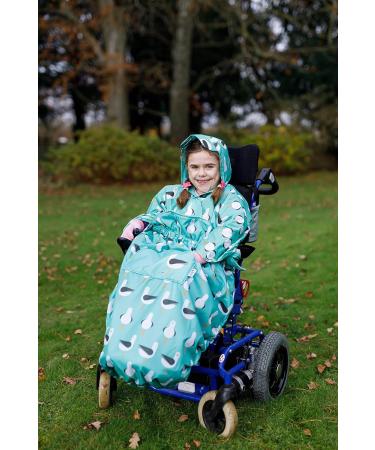 BundleBean Kids Wheelchair Poncho | Waterproof Rain Poncho for Ages 4-11 Years | Universal Fit with Peaked Hood | Seagulls Design - Buy Online on SooperMarket.com