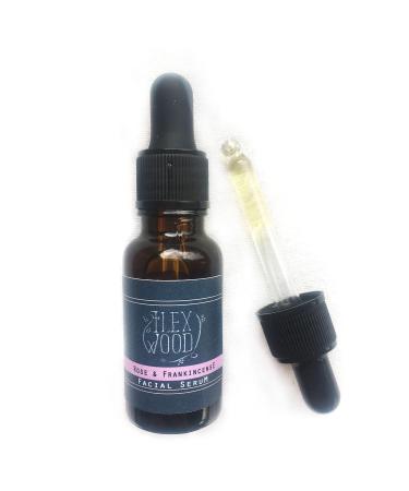 The Ilex Wood - Rose and Frankincense Face Serum - 100% Natural Vegan Moisturising Anti Ageing Wrinkle & Line Reducing Ingredients Cruelty Free Palm Oil Free Plastic Free Handcrafted - 20ml