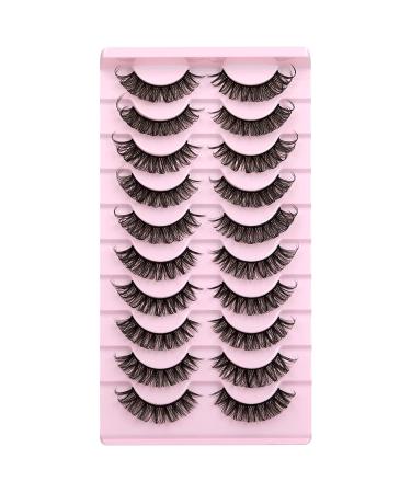 False Eyelashes Russian Strip Lashes D Curl 10 Pairs - Fluffy Extension Volume & Faux Mink Pack - 2 Styles Mixed - Dazzle with Style i-i - Buy Online on SooperMarket.com