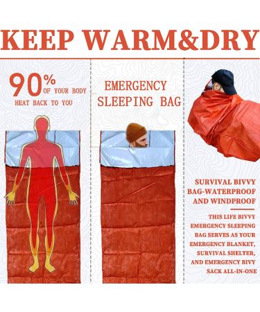 BESTHUNTINER Emergency Sleeping Bag - Lightweight, Waterproof, Reusable Thermal Bivy Sack Shelter Kit - Orange - Buy Online on SooperMarket.com