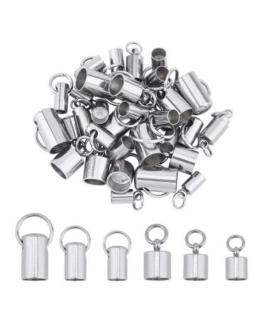 UNICRAFTALE About 36pcs 2 Styles Stainless Steel Cord Ends Column Leather End Caps 3.2 6mm Inner Diameter Cord End Terminators Cord Finding for Jewelry Making Kit  Stainless Steel Color 3-6mm Inner Stainless Steel Color