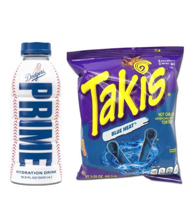 PRIME Hydration Sports Drink by Logan Paul & KSI - Los Angeles (LA) Dodgers 500ml + Takis Blue Heat Limited Edition 3.25oz- US Import