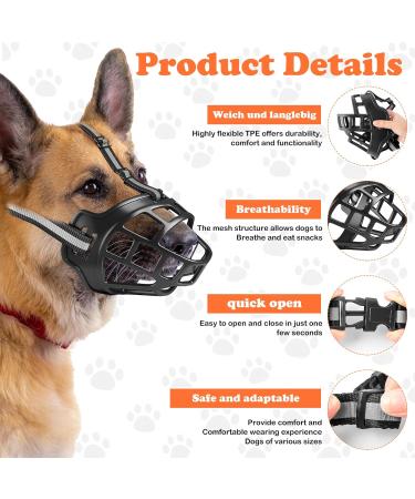Breathable Basket Muzzle for Large Dogs | Adjustable Comfortable & Secure | Prevent Barks Biting & Chewing (35-39 cm Up to 60 lbs) - Buy Online on SooperMarket.com